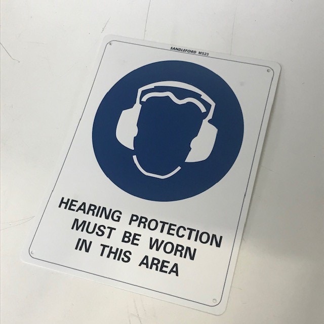 SIGN, Construction - Hearing Protection Must Be Worn In This Area 22 x 29.5cm